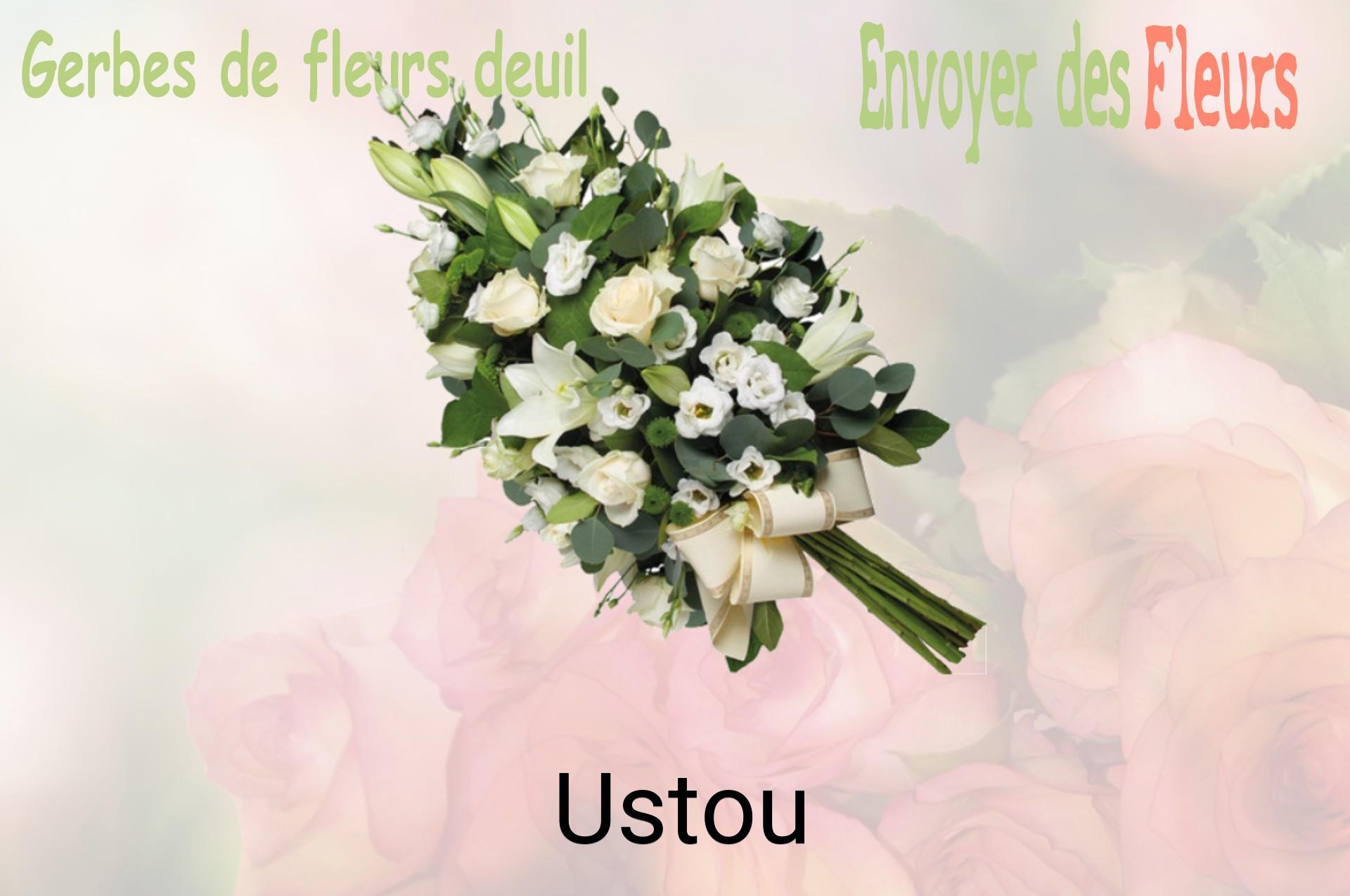 Gerbe de fleurs de deuil livrée à Ustou